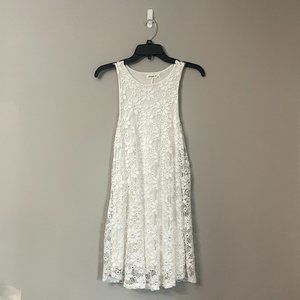 Ginger G - White Floral Lace Sleeveless Dress - S
